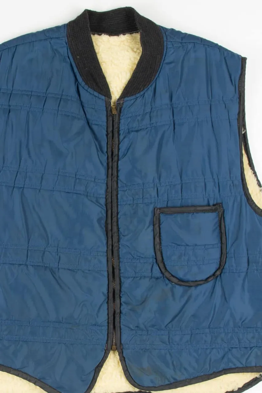 Vintage Navy Puff Sherpa Lined Vest