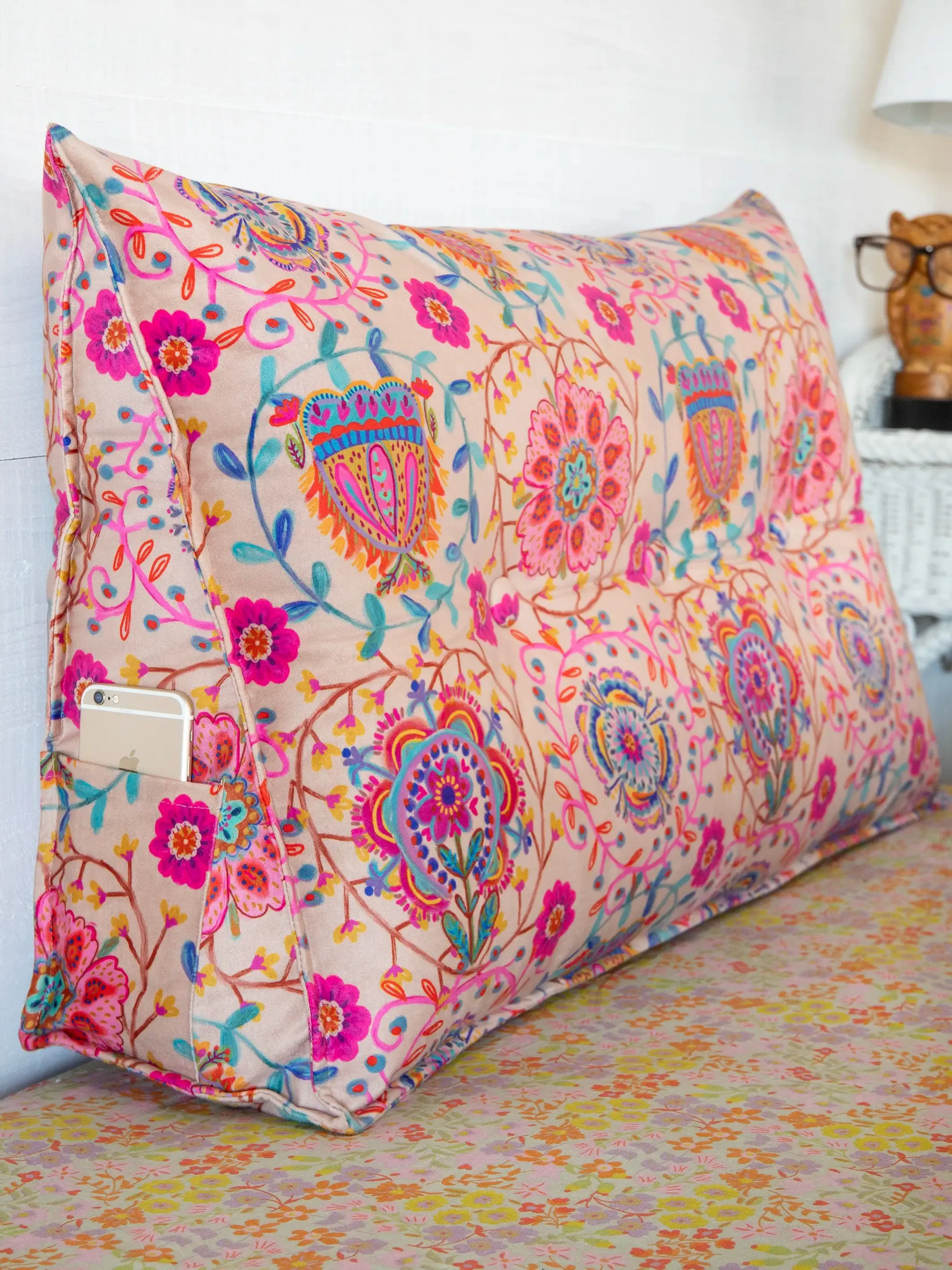 Wedge Headboard Pillow - Folk Floral