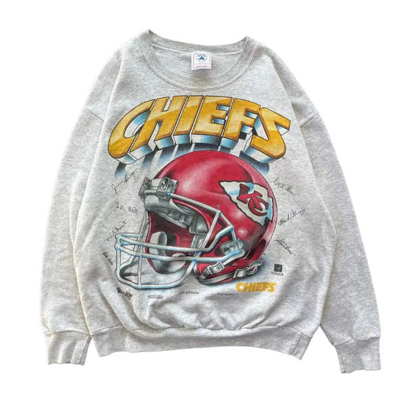 WESTSIDE STOREY VINTAGE | VINTAGE 90S FACSMILE HELMET KC CHIEFS SWEATSHIRT - GRAY