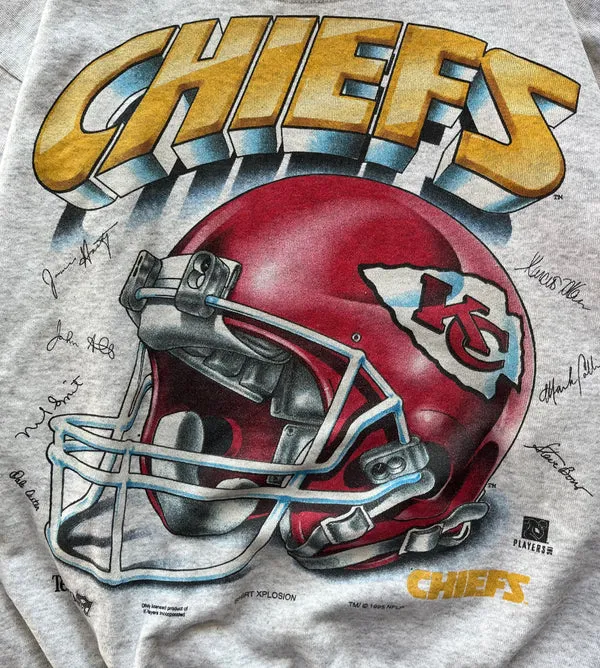 WESTSIDE STOREY VINTAGE | VINTAGE 90S FACSMILE HELMET KC CHIEFS SWEATSHIRT - GRAY