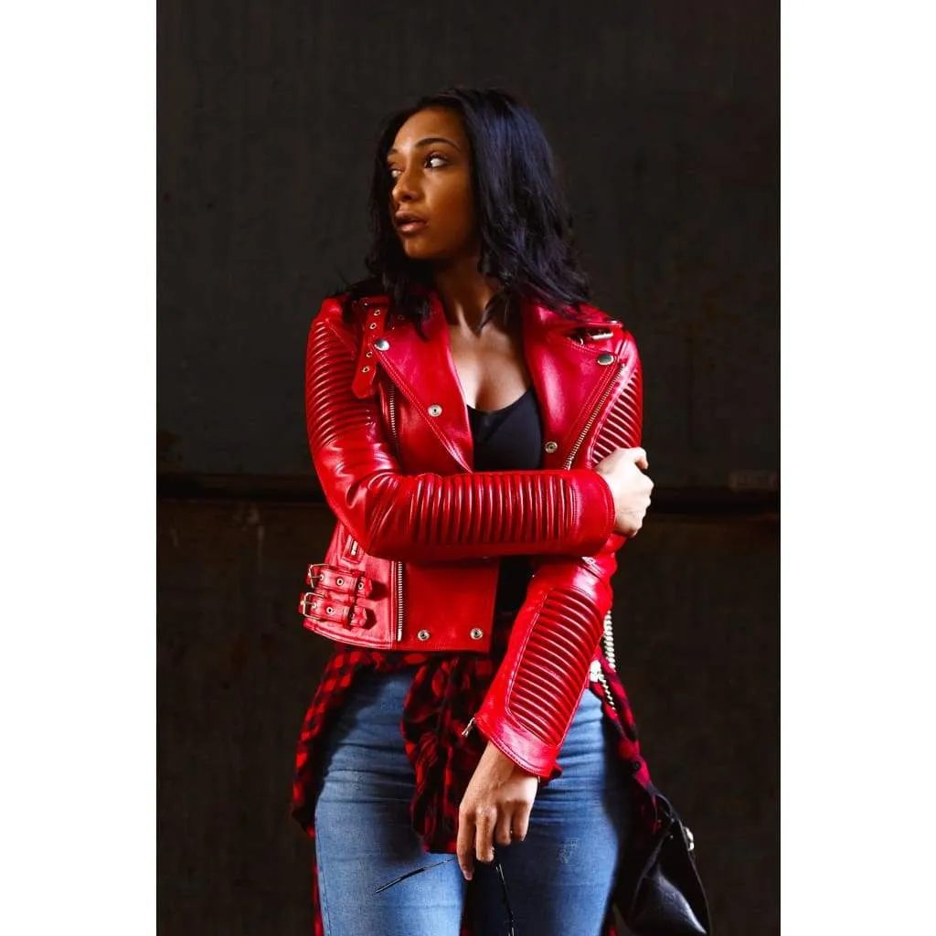 Women Moto Jacket ( Marinara Red )