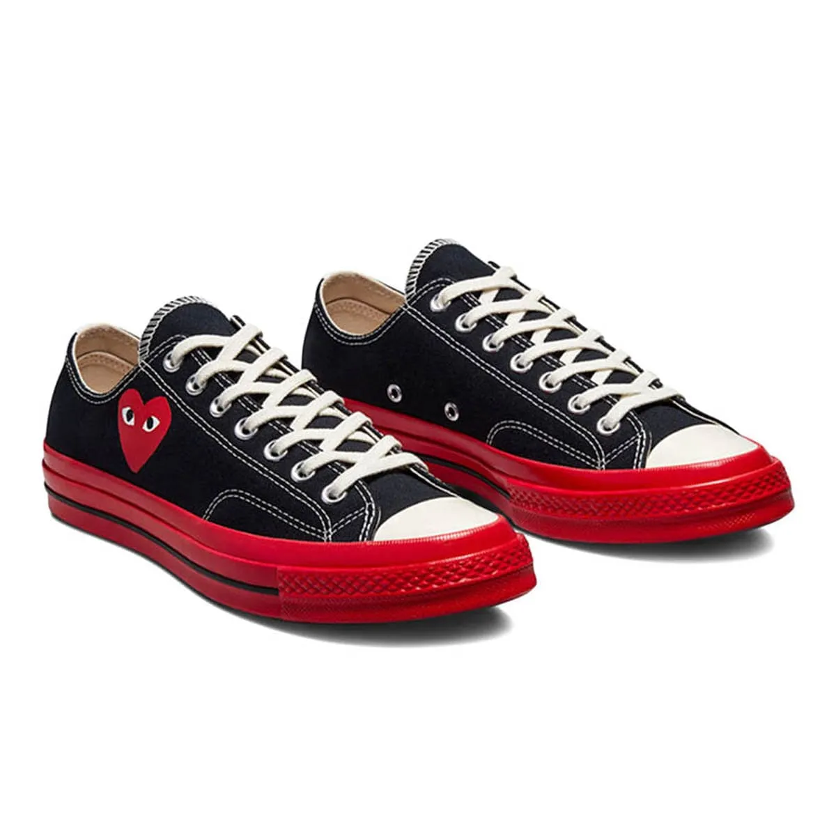 X CDG PLAY CHUCK TAYLOR LOW BLACK/RED | Bodega