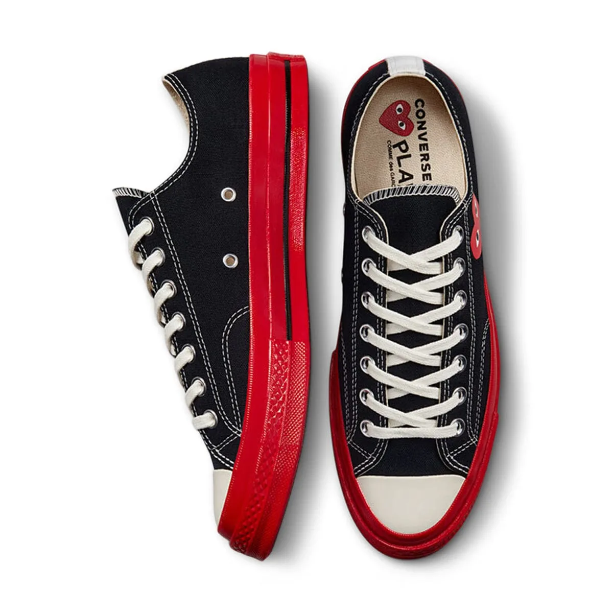 X CDG PLAY CHUCK TAYLOR LOW BLACK/RED | Bodega