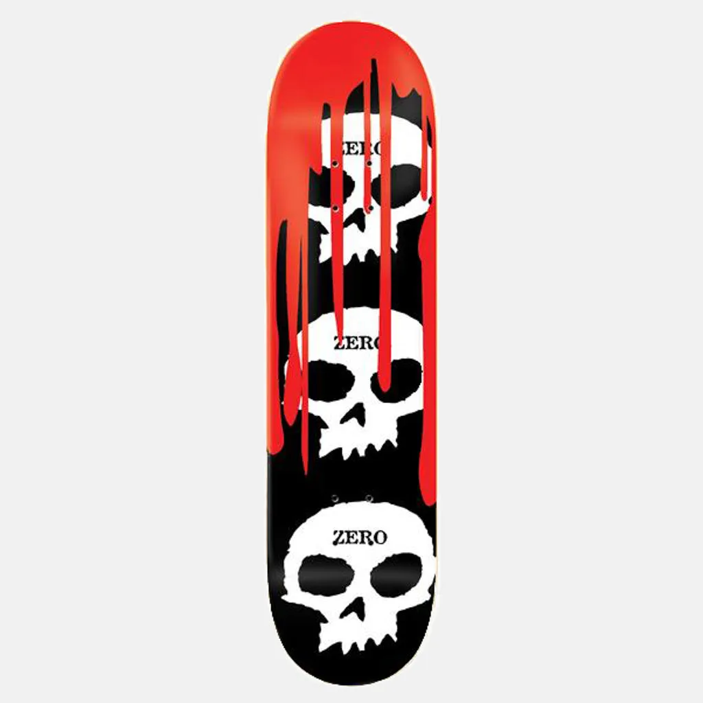 Zero Skateboards - 8.25 3 Skull Blood Skateboard Deck - Black / White / Red